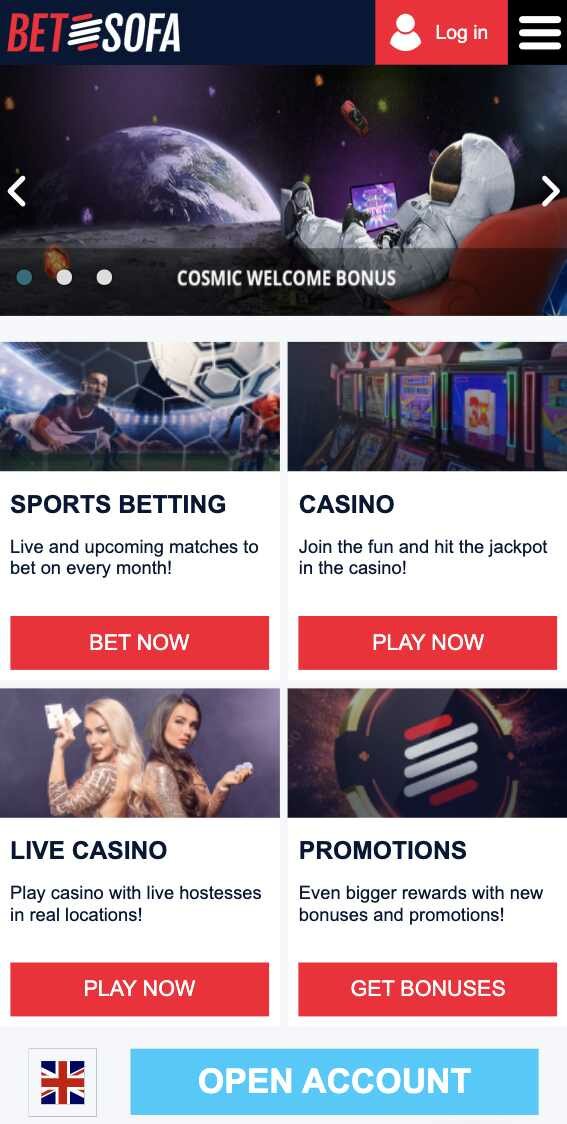 Betsofa mobile site