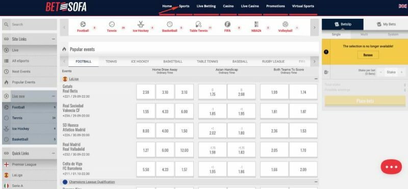 Betsofa sports betting online